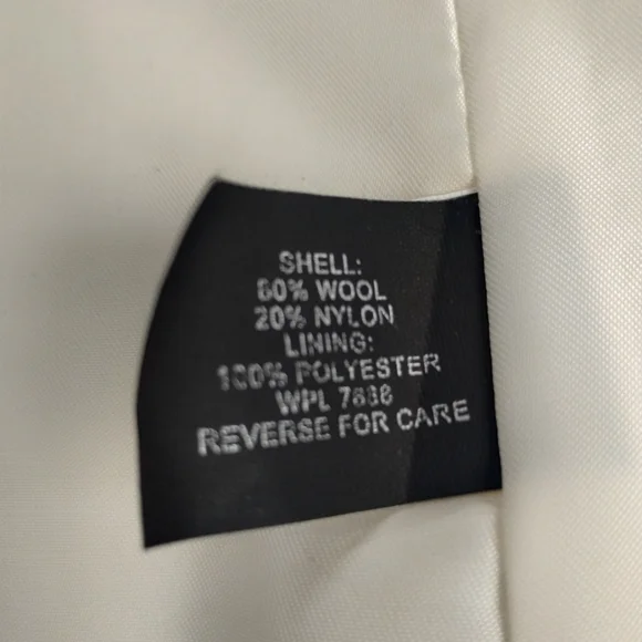 Vintage Anne Klein AK Cream Wool Coat Medium Double Breasted Quite Luxury Y2K - Picture 9 of 9